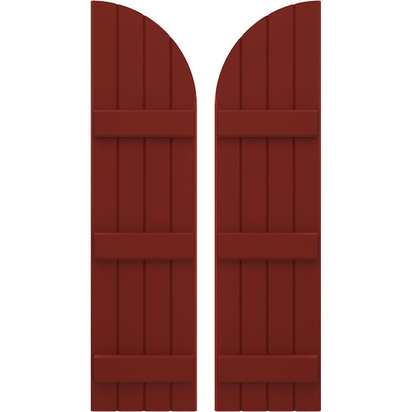 Ekena Millwork Americraft 4-Board (3 Batten) Wood Joined Board-n-Batten Shutters w/ Arch Top, ARW401BQ414X77MRH, PR ARW401BQ414X77MRH - main